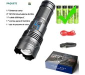 High Power Tactical Rechargeable LED Zoom Flashlight Long Range Very Powerful Lantern USB Charging Lamp Torch with Indicator