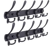 Perchero de 5 Ganchos triples, Resesto, de metal, para Abrigos, sombreros, toallas, bolsos, Bates, vestíbulo, baño (Negro, paquete de 2)