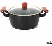 Cacerola con Tapa de Cristal Quttin Doha 34 X 24 X 13 CM (4 Unidades)