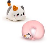 Relaxeazzz Puckator Almohada de Viaje y Peluche 2 en 1 Swapseazzz Gato Adoramals