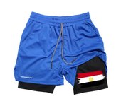Flag Print 2 in 1 Performance Shorts for Men Gym Athletic Workout Training Quick Dry Shorts with Phone Pocket Patriotic Shorts
