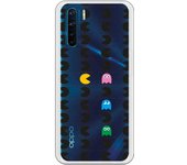 Funda compatible con Oppo A91 - Reno 3 - Patron Comecocos Negros Clear