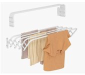 Tendedero Extensible Pared 60/80/100/120cm, Tendedero Plegable de Pared de Interior o Exterior de Acero Blanco, Tendedero Extensible de 5 barras.
