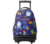 TOTTO - Mochila Escolar con Ruedas Desmontables, Modelo Tiza, 32 x 45.5 x 18 cm, Capacidad 26L, Porta PC 15.4", Bolsillo Botella, Manija Telescópica, Espaldar Ergonómico y Correas en S, Estampado Space Blue