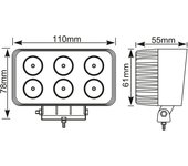 faro de trabajo rectangular 6 leds 18w 10-30v 1200lm goodyear