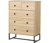 HOMCOM Armario Auxiliar Cajonera Cómoda 5 Cajones Mesilla de Noche Organizador Almacenaje Oficina 80x39,5x110 cm