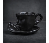 260ml European Style Bar Creative Gift Sculpture Couple Mug Exquisite Matte Ceramic Coffee Cup and Saucer Set