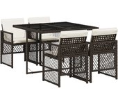 VidaXL Conjunto de jardín Bombay mesa + 4 sillones + cojines