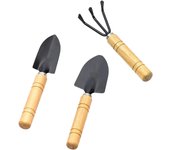Juego de 3 Mini accesorios de Jardín with Mangos de Madera para plantar y transplantar macetas.