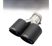 EPLUS Car Carbon Fiber Matte Muffler Tip Y Shape Double Exit Exhaust Pipe Mufflers Nozzle Decoration Universal Stainless Blue