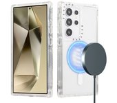 3 in 1 Magnetic Case for Samsung Galaxy S25 S24 Ultra Plus Cover Crystal Anti-knock Air-cushion Shell Magsafe Anti-slip Fundas