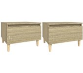 vidaXL Mesas auxiliares 2 uds contrachapada 50x46x35 cm Blanco, Negro, Blanco brillante Mesa de sofá Mesa de Entrada para Salón Consola de Entrada Mueble Recibidor Mesita Mesa auxiliar Salon