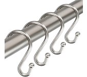 Shower Curtain Hooks Rings, Stainless Steel S Shaped Shower Hooks Rust Proof, Metal Shower Curtain Hangers For Shower Curtains, Kitchen, Wardrobe & Ga