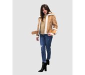 Chaqueta  de borreguito efecto doble faz con cinturón y trabillas - REF : 270011