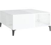 vidaXL Mesa de centro madera contrachapada 80x80x36,5 cm Blanco, Negro, Blanco brillante Mesita de Salón o Comedor o Auxiliar Mesa de Café Meuble Salón