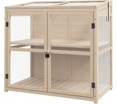 Outsunny Cold Frame Invernadero de madera Cama elevada de 2 niveles con claraboya, Puerta doble, Invernadero a prueba de viento, para balcón, Jardín, Naturaleza, 103 x 61 x 103 cm