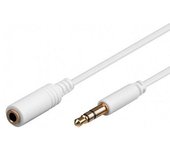 CABLEPELADO Cable Audio alargador Extensor, Jack Audio Estéreo 3,5 mm Macho a Hembra, Cable alargador de Audio estéreo | para Altavoces, Auriculares, Móvil, Tablet, MP3 | Blanco | 1 Metro