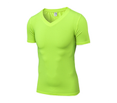 Camisetas deportivas para hombre, Top con cuello en V, medias de ejercicio de compresión para niño, ciclismo, fútbol, trotar, gimnasio, Fitness, correr, ropa deportiva al aire libre
