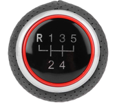 AUTOZOCO Pomo de 5 cambios marcha coche con perilla, Pomo cambio de marchas, Compatible con Audi A3 A4 A5 A6 B6 B7 B8 S4 8K 8T Q5 8R, VW Golf Polo Bora, 5 Cambios, Negro Rojo