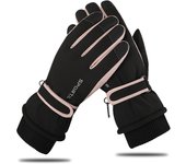 Guantes de esquí para mujer, resistentes al viento, cálidos, térmicos, para invierno, con pantalla táctil, para ciclismo, deportes de nieve, snowboard y equitación