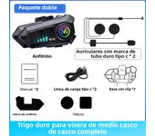 Y10-2X 1/2Pcs Motorcycle Helmet Bluetooth Headset Intercom Long Standby 1000mAh MP3 IPX6 Waterproof  Wireless Hands-free Super