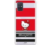 Funda original compatible con Samsung Galaxy A71 - Hello Kitty Franjas Rojas y Negras