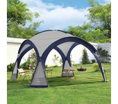 Cenador de jardín con iluminación LED Grästorp 345 x 345 x 247 cm azul / gris oscuro [pro.tec]