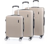 DAM Juego de 3 maletas trolley rígidas ultraligeras, de ABS de alta resistencia. Cerradura numérica, 4 ruedas giratorias 360°. 48x27x76 Cm.