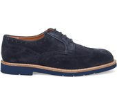 Sangiorgio Zapatos Derby para hombre en Soft Blue Suede 3621