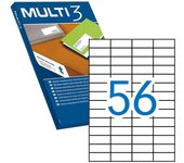 Multi3 pack de 5.600 etiquetas blancas cantos rectos tamaño 52.5x21.2mm con adhesivo permanente para multiples usos