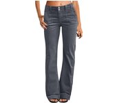 New Women'S Casual Wide Leg Pants High Waisted Solid Button Down Straight Long Trousers Palazzo Pants For All Seasons