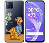 Tumundosmartphone Funda Gel Transparente para Oppo A73 5G diseño Jirafa Dibujos