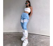 New Sports and Leisure Mid Waist Panel Reflective Night Running Casual Pants