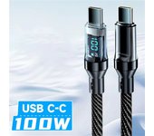 Cable De Carga Rápida 120W USB a Tipo C Con Pantalla LED Para Xiaomi Redmi Samsung Huawei Cordón Braided De Nylon Maerknon MOV