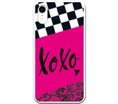 Funda compatible con iPhone XR - Diseño Xoxo fondo rosa