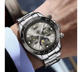 OLEVS 6654 Luxury Mens Watch Chronograph Automatic Mechanical Wristwatch Waterproof Luminous Top Brand Watch for Man Date Sport
