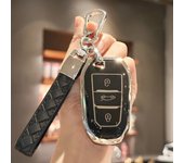 Car Key Case Cover with Leather Keychain for Peugeot 2008 3008 5008 308 508 for Opel Grandland X Mokka Corsa Insignia