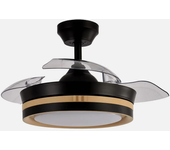 Ventilador de techo DC VIPER negro y madera con luz LED 4800 lm, 3 aspas y mando a distancia - FABRILAMP