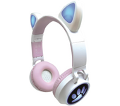Auriculares bluetooth con orejas de gato y luces. Para escuchar música sin cable. 24,40X46X37 cm (Lexibook HPBTKT)