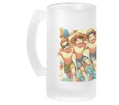 MERCHANDMANIA JARRA CERVEZA CRISTAL playa amigos fiesta tumbona arena agua esmerilada esmerilado 500ml