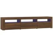 Mueble TV combinadoMueble de TV con luces LED color marrón roble 180x35x40 cm