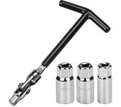 Spark plug wrench set 4 pieces, spark plug set, car repair tool, heavy-duty chrome spark plug disassembly 16mm 18mm and 21mm