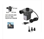 Hinchador eléctrico 3 Adaptadores, Inflador Bomba de Aire eléctrica, Funcion inflar y desinflar para Colchones, Flotadores, Piscinas...  Maxia Market