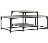 vidaXL Mesa de centro madera de ingeniería 102x60x45 cm Negro, Roble Sonoma, Roble ahumado Mesita de Salón o Comedor o Auxiliar Mesa de Café Meuble Salón