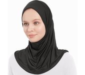 Pañuelo para la cabeza listo para usar de color liso para mujer - Bufanda de punto - Pañuelo musulmán suave todo en uno de acabado rápido