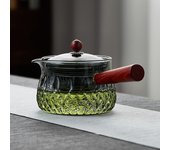 Tetera de Vidrio de borosilicato de alta calidad, con filtro y mango de Madera Tetera, juego de Té Para El Hogar, Olla para hervir Agua resistente al calor