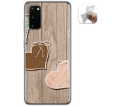 Tumundosmartphone Funda Gel Tpu para Samsung Galaxy A41 diseño Corazones Madera Dibujos