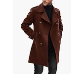 Fashion Men's Jacket Overcoat With Slim Casual Male Trench Coat Outerwears Double-Breasted Lapel Long Jackets Man