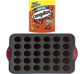 Pack repostería:CONGUITOS NEGRO DOYPACK 350G+Silitop" molde silicona 30 flautas negro rojo