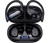 Ear Buds Wireless Earbuds 96hrs Playback Bluetooth Headphones IPX7 Waterproof Stereo Bass Over-Ear Earphones with Earhooks Microphone LED Battery Display for Sports/Workout/Gym/Running Rose Pink